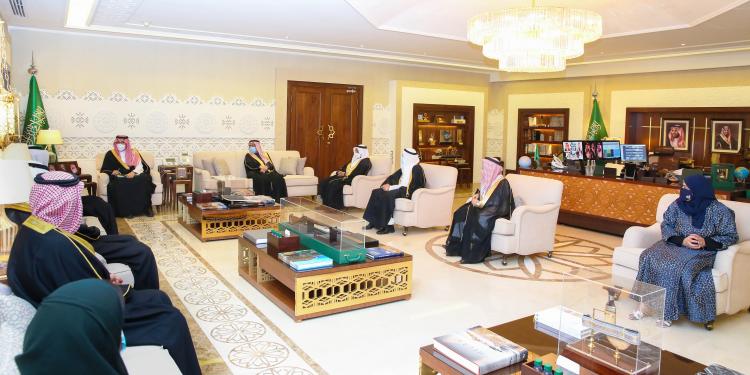 His Excellency The Deputy Governor of the Eastern Province welcome/receives the Chairman and members of the Board of Trustees of Imam Abdulrahman Bin Faisal University.
